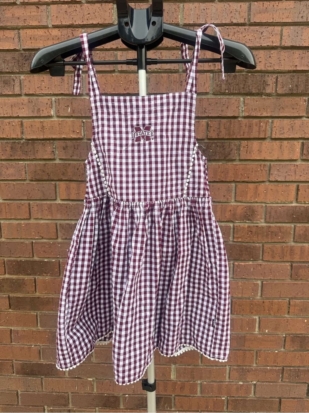 Mississippi State Bulldogs Toddler Girls Maroon Gingham Dress Garb Team Size 5T
